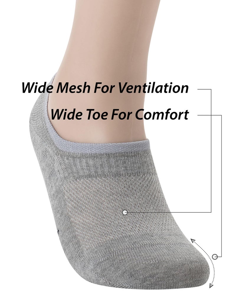 Pro Mountain Thin No Show Socks Women Seamless Wide Toe Box For Health Size S Grey 6 Pack Liner Thin Footies Casual Sneakers Loafer Flats US Shoe 6-8 - Image 5